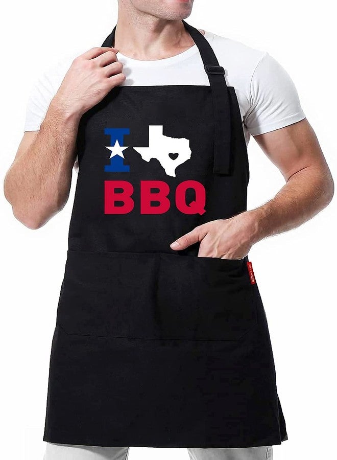 XBPDMWIN Funny Aprons for Men - I Love Texas BBQ - Texas Aprons for Men with Pockets - Mens Apron Cooking BBQ Gift for Father’s Day/Birthday - Image 1