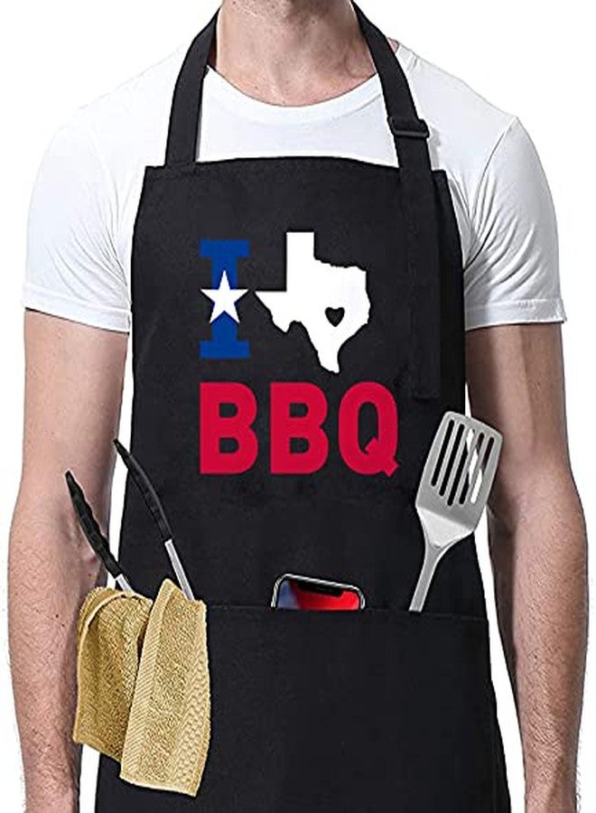 XBPDMWIN Funny Aprons for Men - I Love Texas BBQ - Texas Aprons for Men with Pockets - Mens Apron Cooking BBQ Gift for Father’s Day/Birthday - Image 2