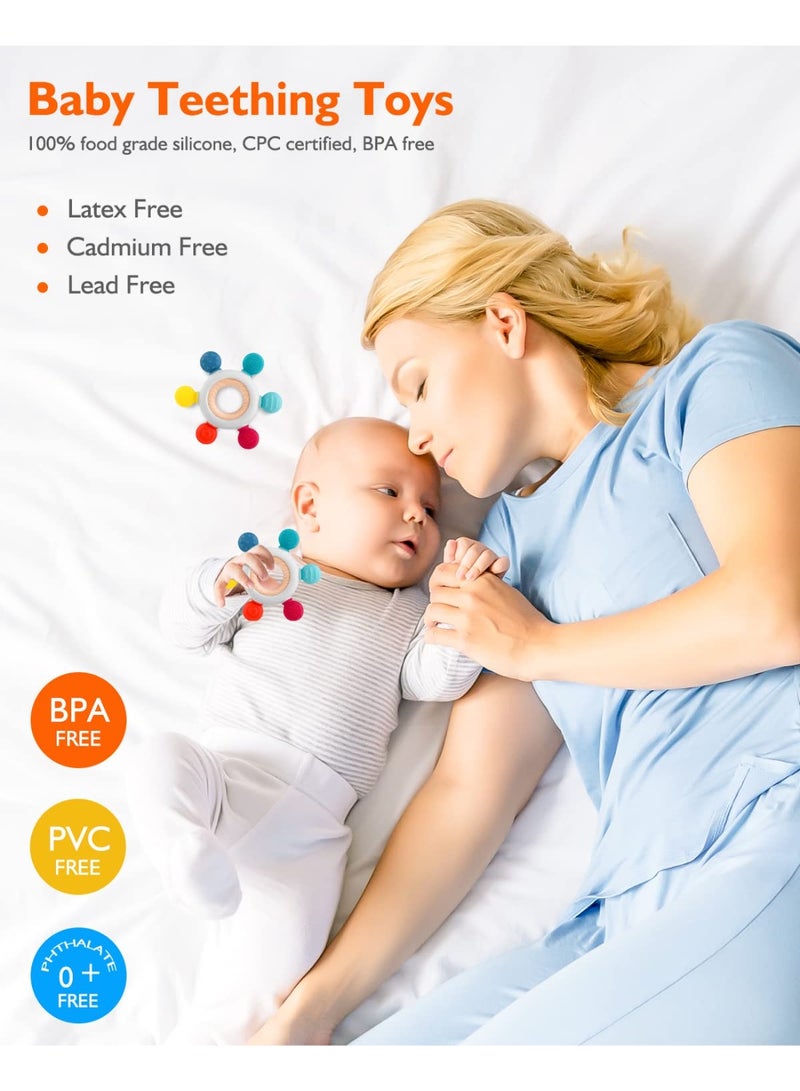 عام ألعاب التسنين للأطفال، لعبة تخفيف التسنين، ألعاب مضغ للأطفال خالية من مادة BPA، ألعاب الرضع ملحقات حديثي الولادة، حلقات تسنين للأطفال من عمر 0-3-6-9-12 شهرًا للأولاد والبنات - Image 2