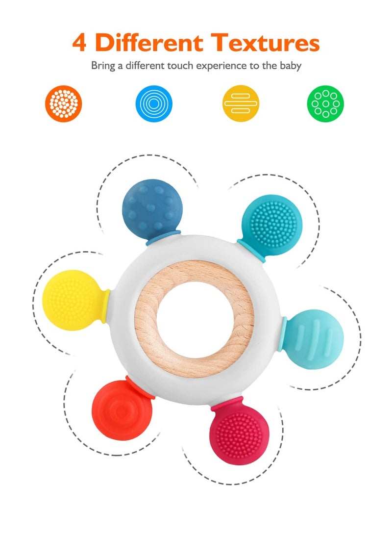 عام ألعاب التسنين للأطفال، لعبة تخفيف التسنين، ألعاب مضغ للأطفال خالية من مادة BPA، ألعاب الرضع ملحقات حديثي الولادة، حلقات تسنين للأطفال من عمر 0-3-6-9-12 شهرًا للأولاد والبنات - Image 5