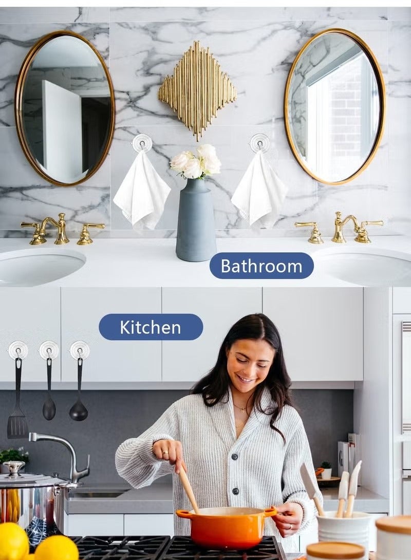 20 Pack Suction Cup Hooks, Inches Clear Pvc Suction Cups with Metal Hooks Removable Waterproof Strong Powerful Suction Cups for Kitchen Bathroom Shower Wall Window Glass Door - Image 4