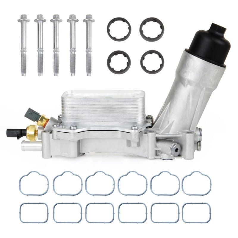 926959 926876 Aluminum Oil Cooler Oil Filter Housing with Kit Oil Cooler Gaskets and Sensors Compatible With 20112016 Chrysler 200 300 Charger Challenger Journey Wrangler Ram ProMaster 36L