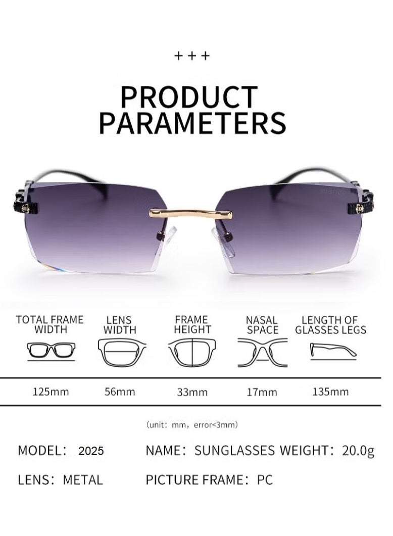 Elanova New Rimless Fashion Trend Sunglasses Personalized Sunglasses UV Protection Unisex - Image 2