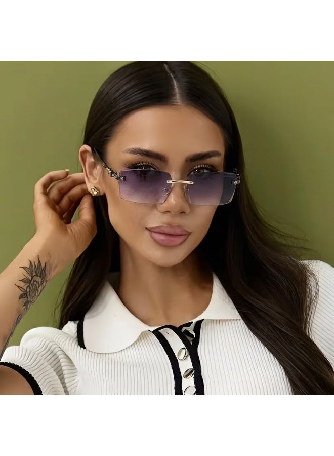 Elanova New Rimless Fashion Trend Sunglasses Personalized Sunglasses UV Protection Unisex - Image 3
