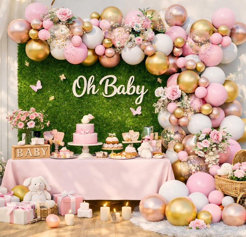 Beaumode Rose Gold Pink White Balloon Garland Arch 160PCS Confetti Balloons Baby Shower Once Upon a Time Princess Birthday Fairytale Engagement Bridal Shower Party Decoration - Image 5