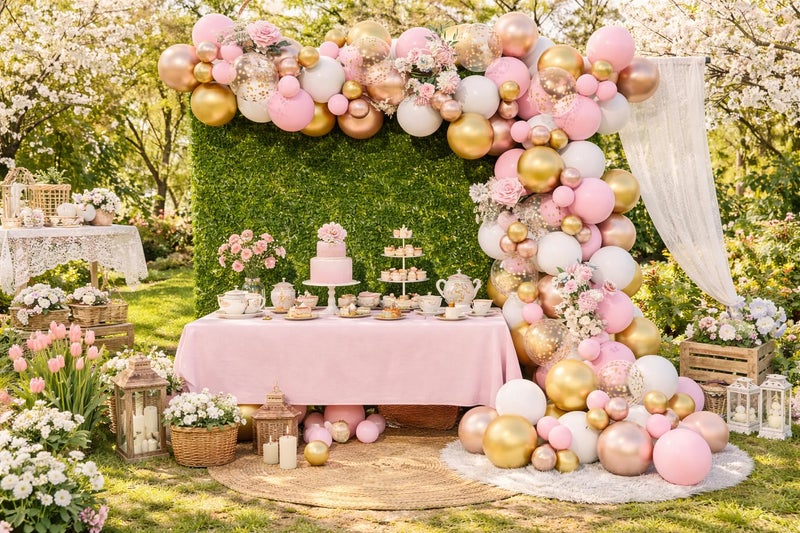 Beaumode Rose Gold Pink White Balloon Garland Arch 160PCS Confetti Balloons Baby Shower Once Upon a Time Princess Birthday Fairytale Engagement Bridal Shower Party Decoration - Image 4