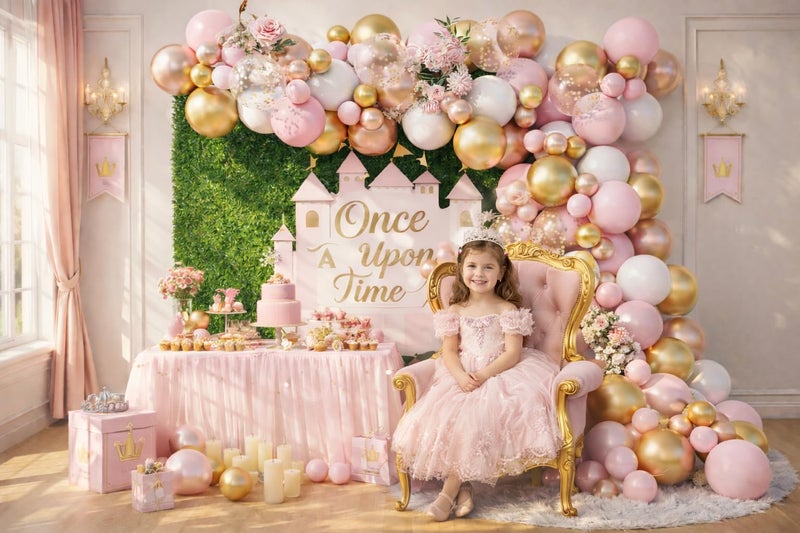 Beaumode Rose Gold Pink White Balloon Garland Arch 160PCS Confetti Balloons Baby Shower Once Upon a Time Princess Birthday Fairytale Engagement Bridal Shower Party Decoration - Image 2
