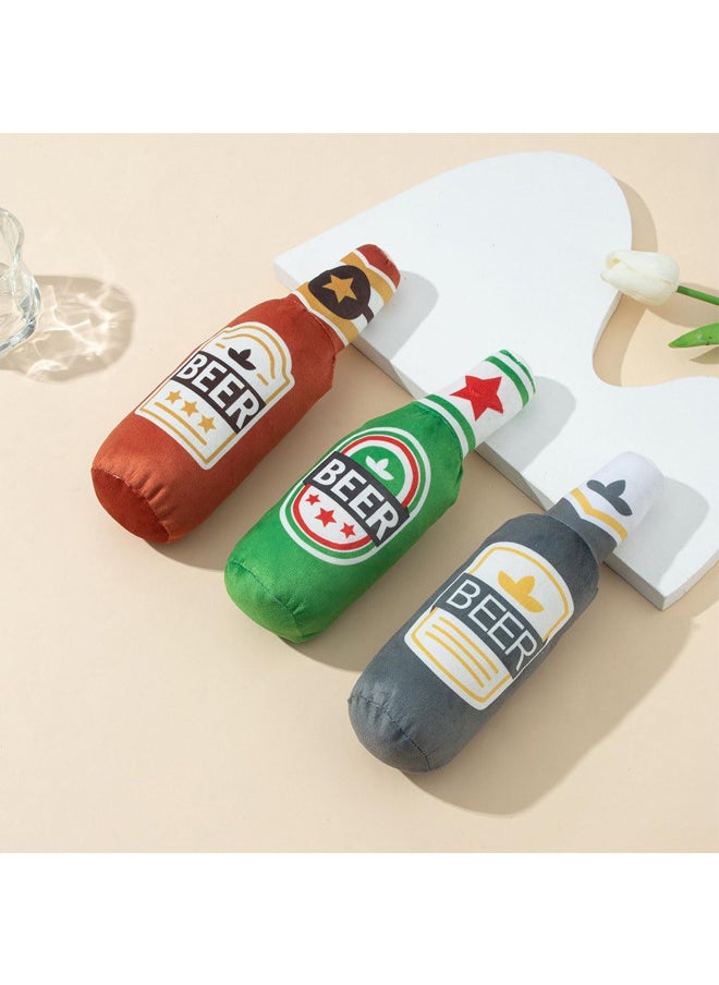 Neostyle 3 Pcs Pet Squeak Toys,Beer Bottle Plush Dog & Cat Squeak Toy,Cat Catnip Toys,Presents for Pets  - Image 5