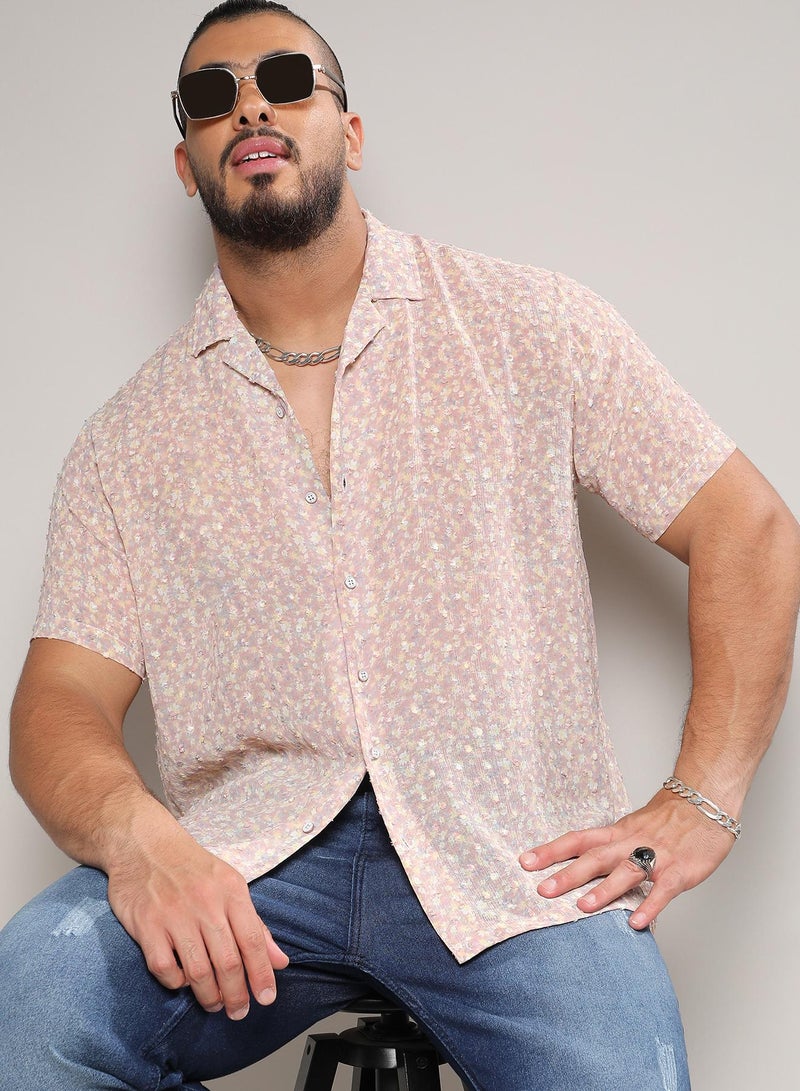 Instafab Plus Washed Flowers Seld-Design Shirt - Image 2
