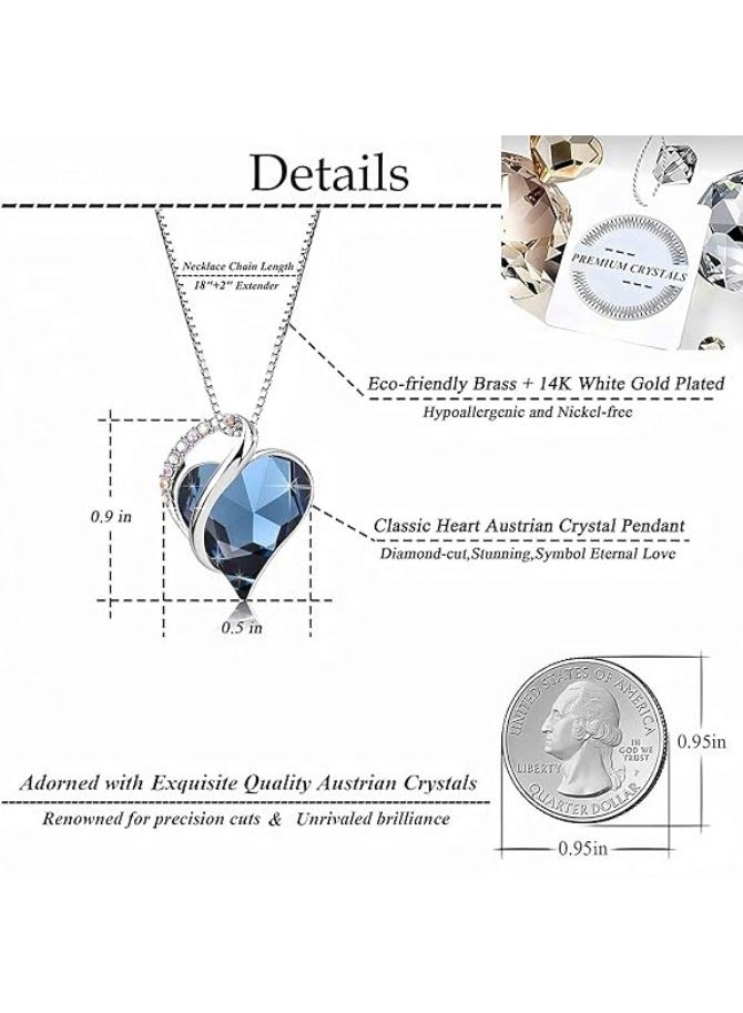 Gift Necklaces for Women – Infinity Love Blue Crystal Heart Pendant, Birthstone Jewelry for September & December, Silver Plated 18'' + 2'' Chain, Perfect Christmas or Birthday Gift for Mom & Wife  - Image 4