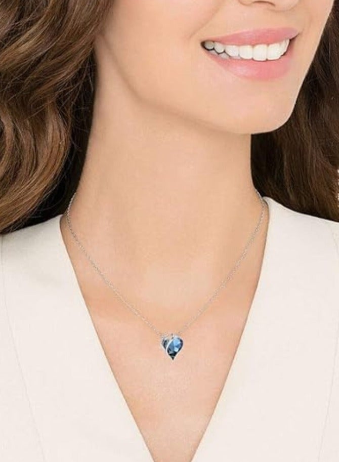 Gift Necklaces for Women – Infinity Love Blue Crystal Heart Pendant, Birthstone Jewelry for September & December, Silver Plated 18'' + 2'' Chain, Perfect Christmas or Birthday Gift for Mom & Wife  - Image 5