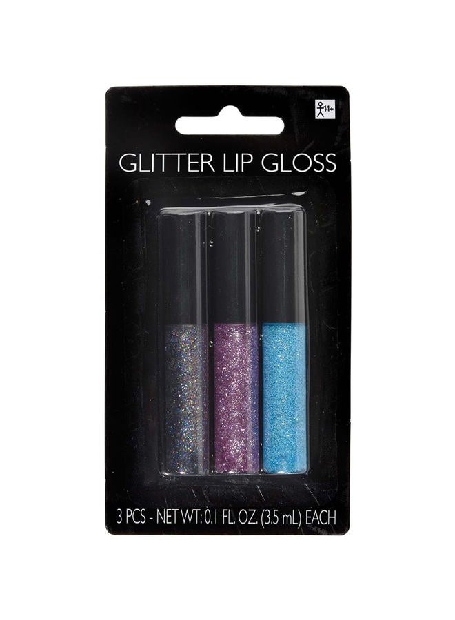 Amscan Multicolor Glitter Lip Gloss - 3 Pcs. - Shimmering Design, Perfect Costume Accessory For Parties, Events & Everyday Glamour - Image 2