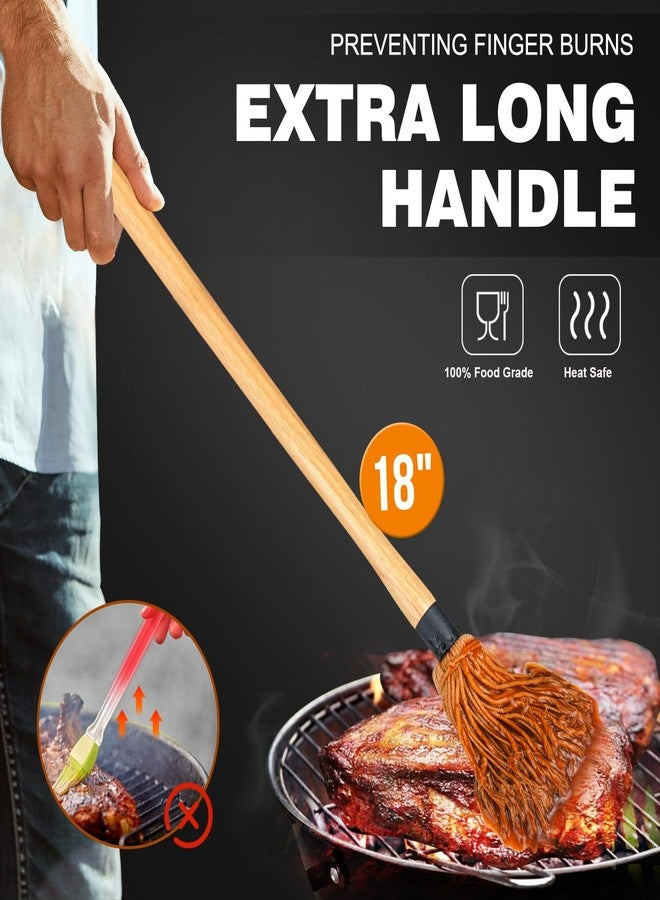 Walfos BBQ Mop Brushes for Sauce, Grilling Basting Mop Wooden Long Handle with 3 Heads, for Grilling, Barbecue, Smoking Steak (18") - Image 3