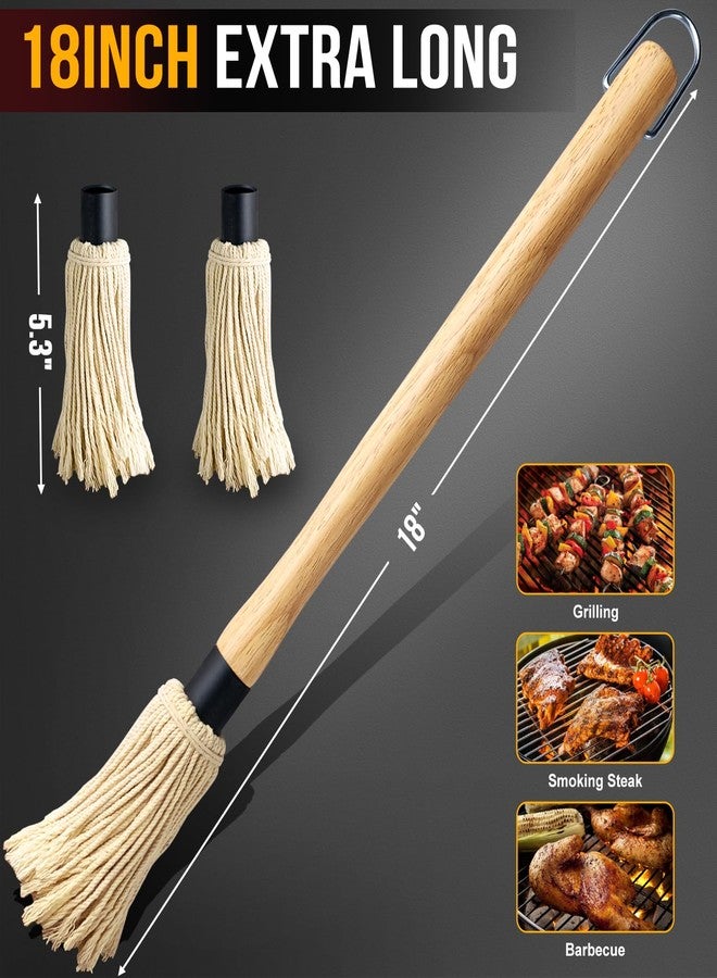 Walfos BBQ Mop Brushes for Sauce, Grilling Basting Mop Wooden Long Handle with 3 Heads, for Grilling, Barbecue, Smoking Steak (18") - Image 5
