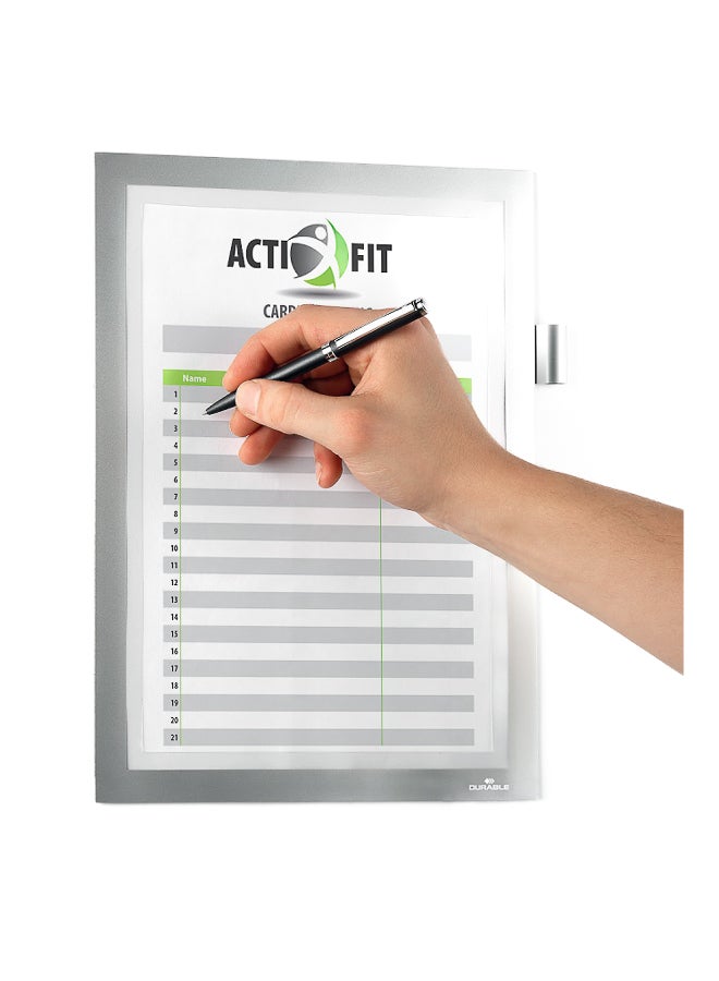 Durable Magnetic A4 File Folder Holder, Glass-Mount Document Frame for Cleaning Rotas & Registration Forms | Writeable A4 insert with pen holder, anti-glare, read both sides, Made in Germany - Image 2