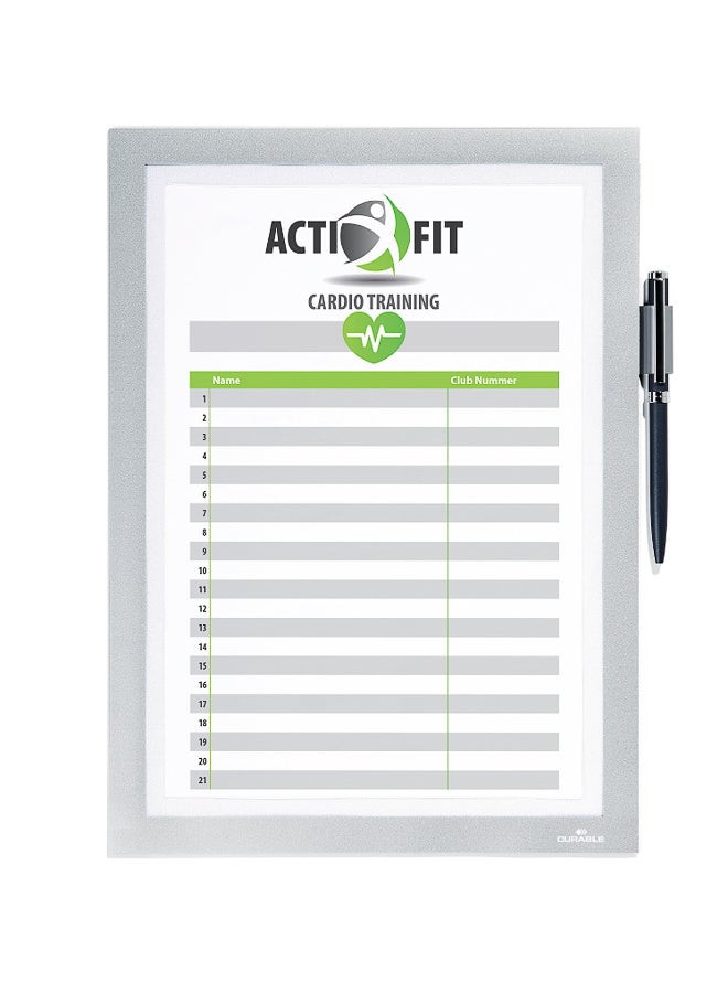 Durable Magnetic A4 File Folder Holder, Glass-Mount Document Frame for Cleaning Rotas & Registration Forms | Writeable A4 insert with pen holder, anti-glare, read both sides, Made in Germany - Image 4