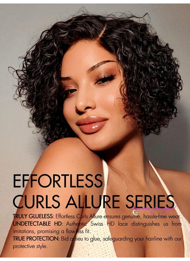 LUVME HAIR - Uvme Hair 8" Curly Glueless Wigs Human Hair Pre Plucked Undetectable Hd Lace Wig Ready To Go Pre Cut Lace Wig Short Curly Bob Wig Human Hair 180 Density - Image 1