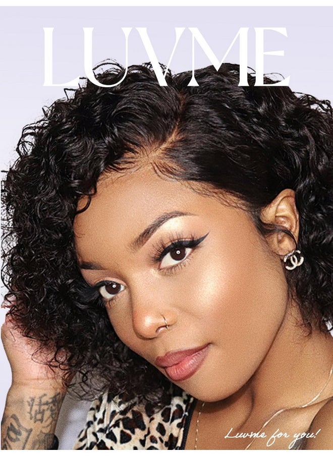 LUVME HAIR - Uvme Hair 8" Curly Glueless Wigs Human Hair Pre Plucked Undetectable Hd Lace Wig Ready To Go Pre Cut Lace Wig Short Curly Bob Wig Human Hair 180 Density - Image 1