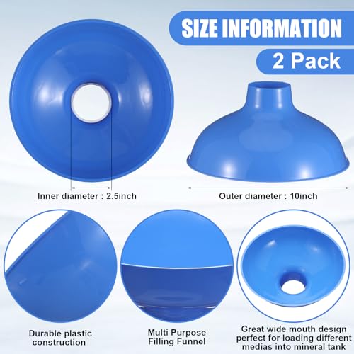Vesici Extra Large Wide Mouth Funnel 25 x 10 Multi Purpose Filling Funnel Plastic Reusable for Water Softener Resin Tanks Carbon Media Jar Filling Use Blue2 Pack - Image 3