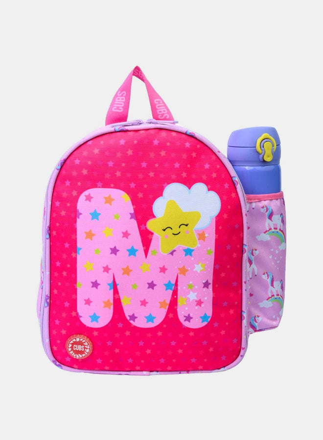 CUBS Nursery Pink Unicorn Letter M Lunch backpack - Image 1
