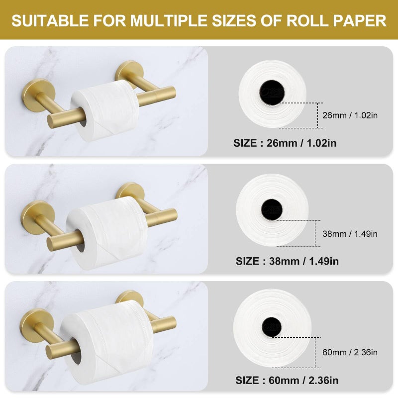soaez Brushed Gold Toilet Paper Holder Wall Mount  Double Base Large Toilet Paper Roll Holder Stainless Steel Bathroom Hardware Accessories - Image 5