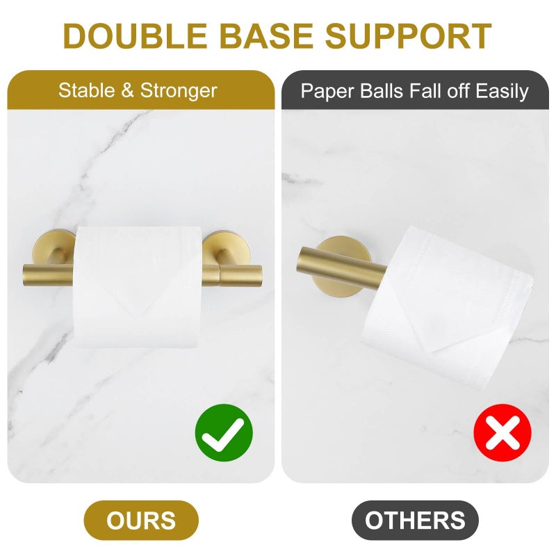 soaez Brushed Gold Toilet Paper Holder Wall Mount  Double Base Large Toilet Paper Roll Holder Stainless Steel Bathroom Hardware Accessories - Image 4