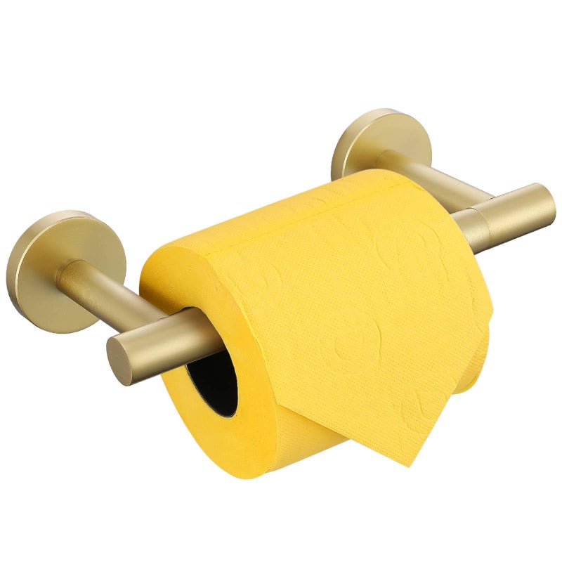 soaez Brushed Gold Toilet Paper Holder Wall Mount  Double Base Large Toilet Paper Roll Holder Stainless Steel Bathroom Hardware Accessories - Image 1