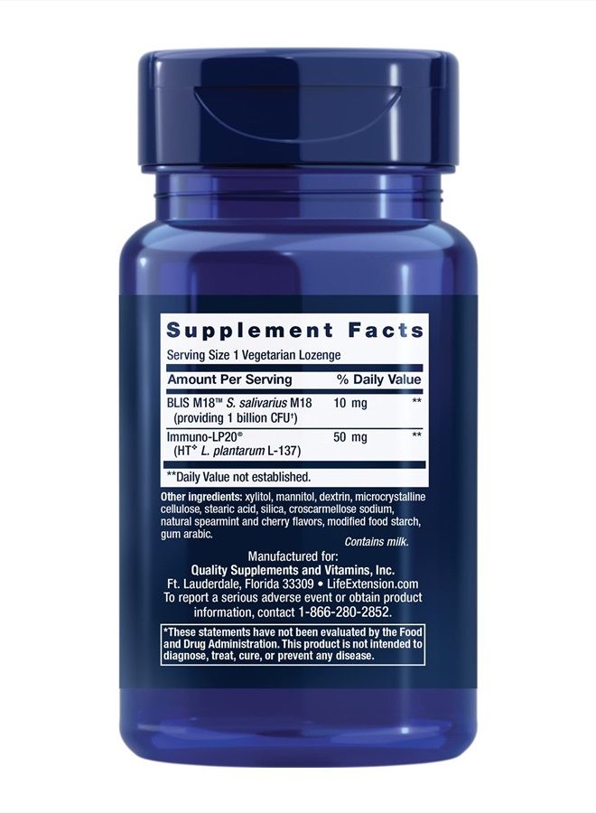 Life Extension فلوراسست لصحة الفم - بروبيوتيك لصحة الفم مع S. Salivarius BLIS M18 - مكمل صحة الفم والأسنان - مرة واحدة يوميًا - خالي من الجلوتين، نباتي - 30 حبة - Image 2