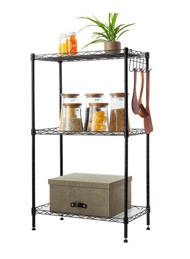 بلومنغ تايم رف تخزين من 3 طبقات من الأسلاك الحديدية ، رف تخزين معدني للحمام ، أسود ، متين ، مضاد للصدأ والتآكل ، يمكن أن يمنع العناصر الصغيرة من السقوط ، ارتفاع قابل للتعديل ، سهل التركيب ، قدرة تحمل قوية ، متعددة الوظائف وعملية ، مناسبة للمكاتب والمرائب والمطابخ - Image 4