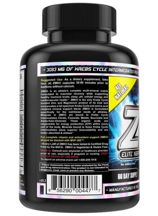 MST ZMK Nighttime, Multi Mineral Supplements, Zinc, Magnesium, Trace Minerals, ATP BSCG Certified, 240 V Capsules Millennium Sport Technologies - Image 2