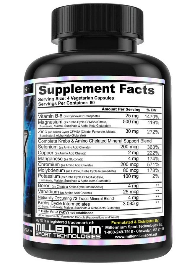 MST ZMK Nighttime, Multi Mineral Supplements, Zinc, Magnesium, Trace Minerals, ATP BSCG Certified, 240 V Capsules Millennium Sport Technologies - Image 3