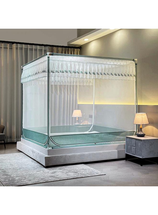 Bluejw Summer New Bedroom Household Encrypted Anti-fall Mosquito Net With Bracket Integrated Full Bottom Zipper Square Bed - Image 1
