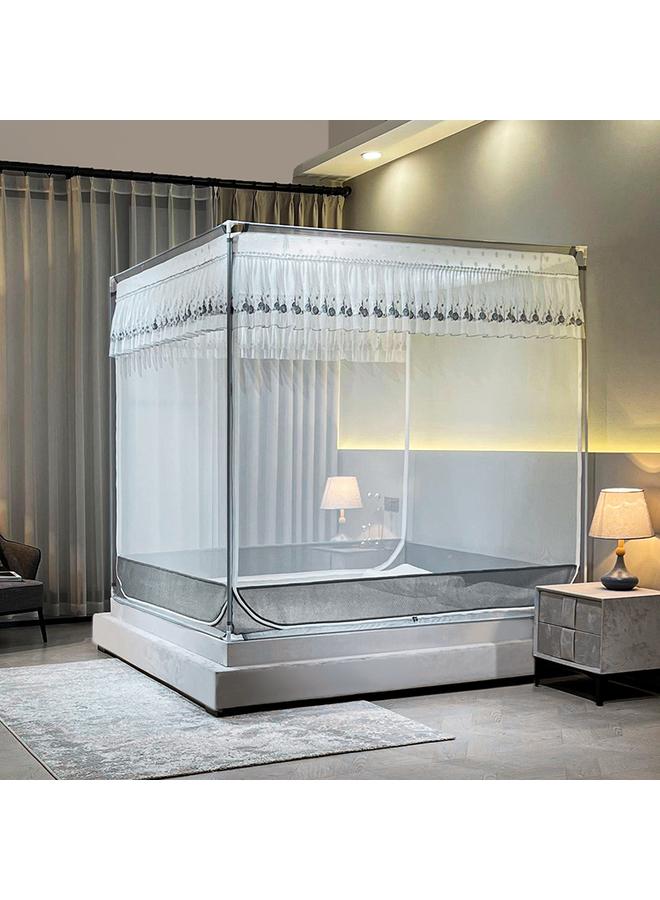 Bluejw Summer New Bedroom Household Encrypted Anti-fall Mosquito Net With Bracket Integrated Full Bottom Zipper Square Bed - Image 2