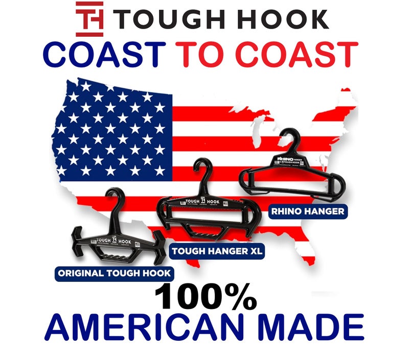 Tough Hook Rhino Tough Hook Heavy Duty Clothes Hangers â€“ Made in USA, Military Grade Coat Hanger for Body Armor â€“ 200-lb Capacity Suit Hangers â€“ The Everyday for Everything, The Indestructible Hanger, 1 Black - Image 2