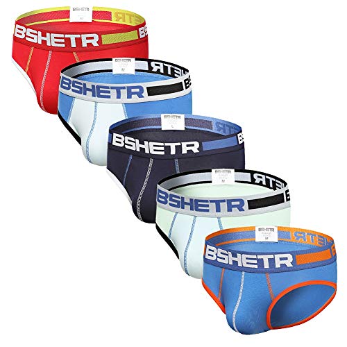BSHETR Men's Underwear Briefs 5-Pack Cotton Low Rise Multi Color Soft Underpant (Multi(5-Pack), Large 31"-33",79cm-84cm) - Image 1