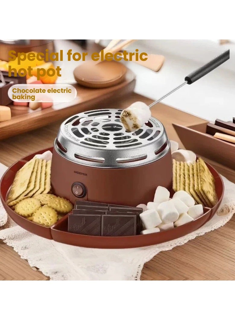 general Roasted marshmallow machine chocolate pot electric cheese melting pot 2-in-1 fruit plate party English plug - Image 1