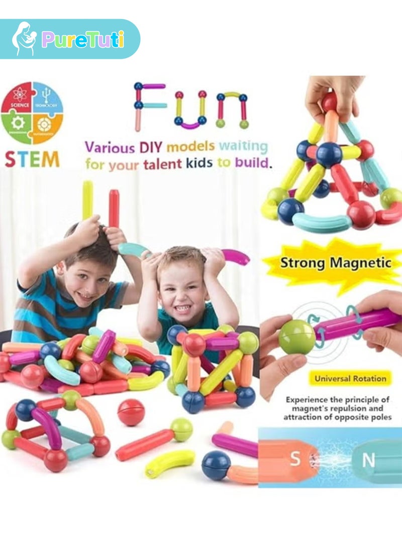 PureTuti 42 PCS Magnetic Building Toys for Kids, Magnet Blocks Sticks & Ball Creativity Game, educational toys，Development Kit for Preschool Girls, Boys Ideal Gift Set, Including Storage Box - Image 5