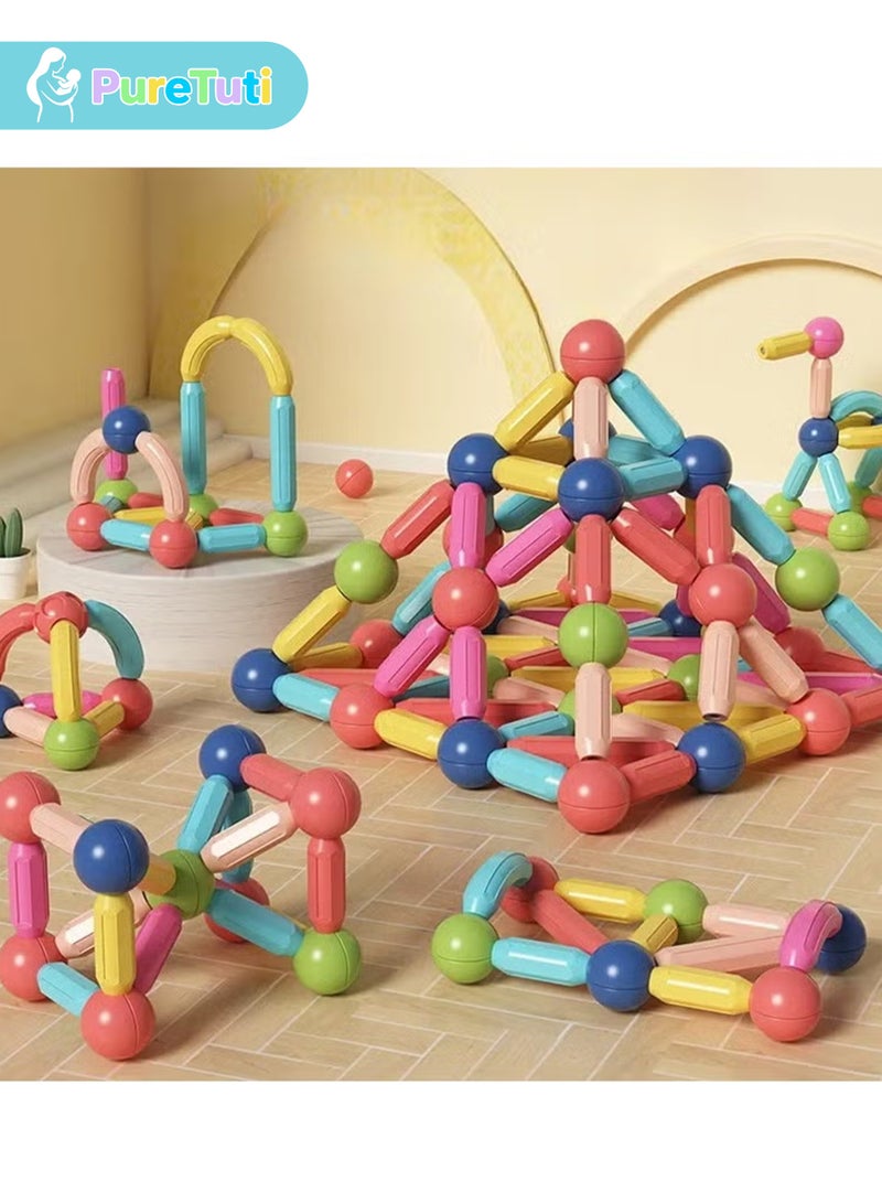 PureTuti 42 PCS Magnetic Building Toys for Kids, Magnet Blocks Sticks & Ball Creativity Game, educational toys，Development Kit for Preschool Girls, Boys Ideal Gift Set, Including Storage Box - Image 2