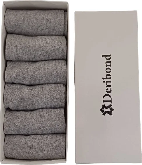 Deribond 6 Pieces Ankle Socks Women Cotton Gray