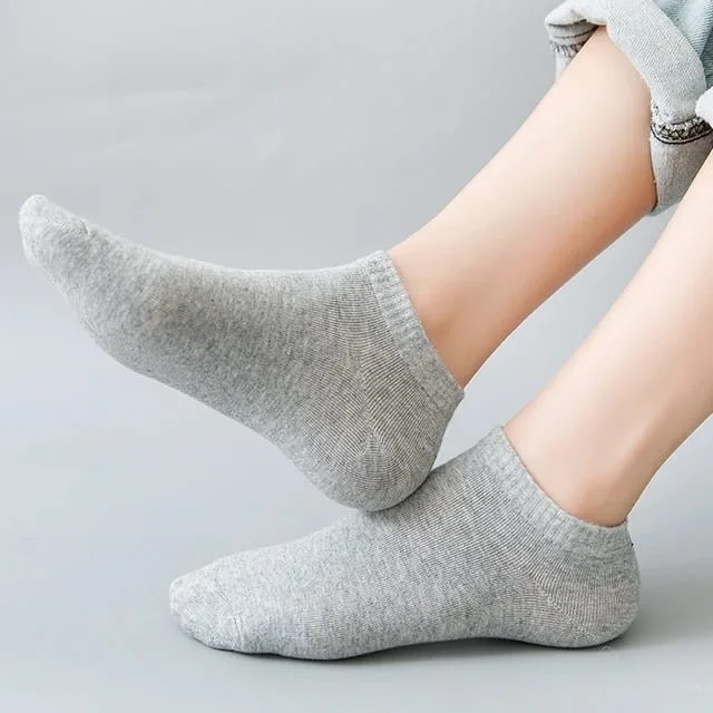 Deribond 6 Pieces Ankle Socks Women Cotton Gray