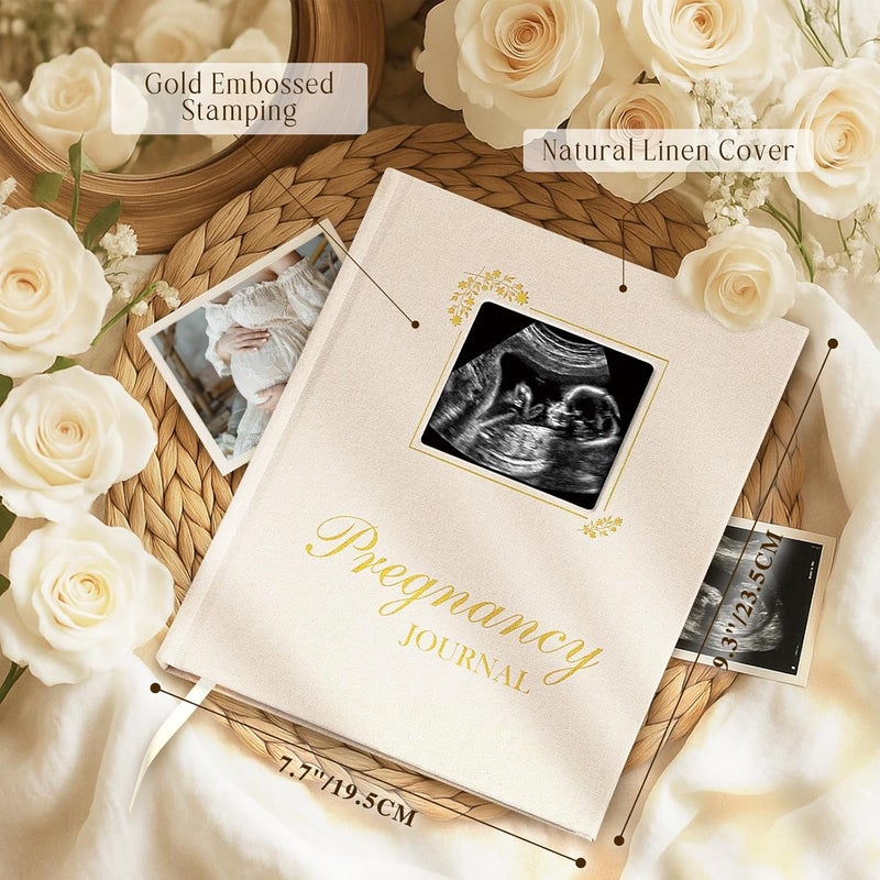 Lanpn My Pregnancy Journal Memory Book for First Time Mom 156 Page Pregnant Announcement Must Have Planner Pregnancy Tracking Diary Mom to Be Scrapbook Keepsake Gift for Expecting New Parent Beige - Image 2