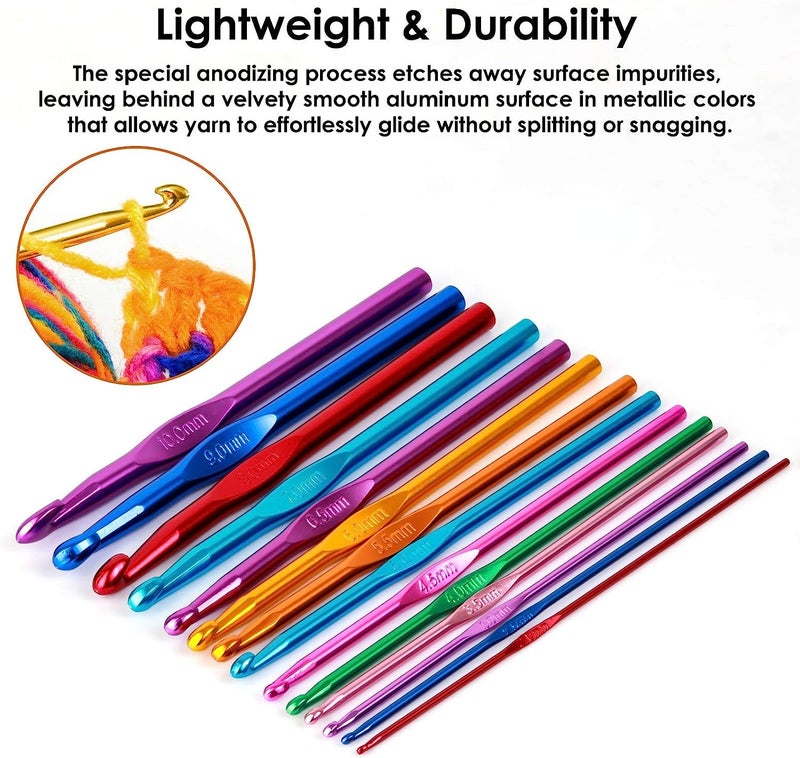 RangTeq 14 pcs Multicolor Aluminum Crochet Hooks Knitting Needles Craft Yarn 2-10mm … - Image 5