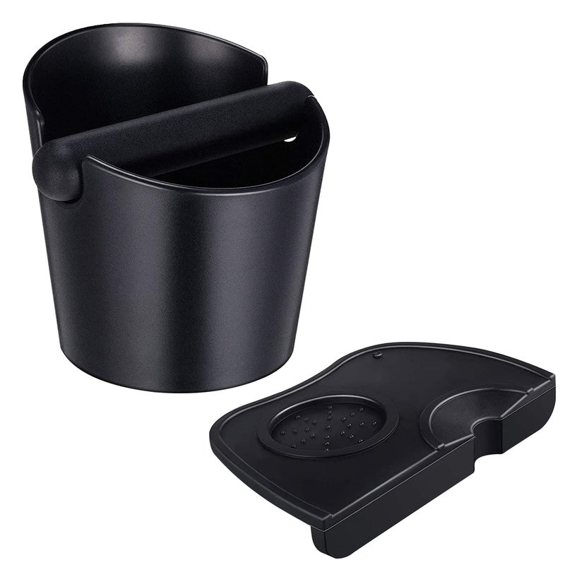 Coffee Knock BoxSet of 2 Pieces Espresso Knock Box Coffee Tamper Mat Reliable Barista ToolsEspresso Dumpster with Removable Knock Lever and NonSlip Basefor Barista Bar Shop Worktop