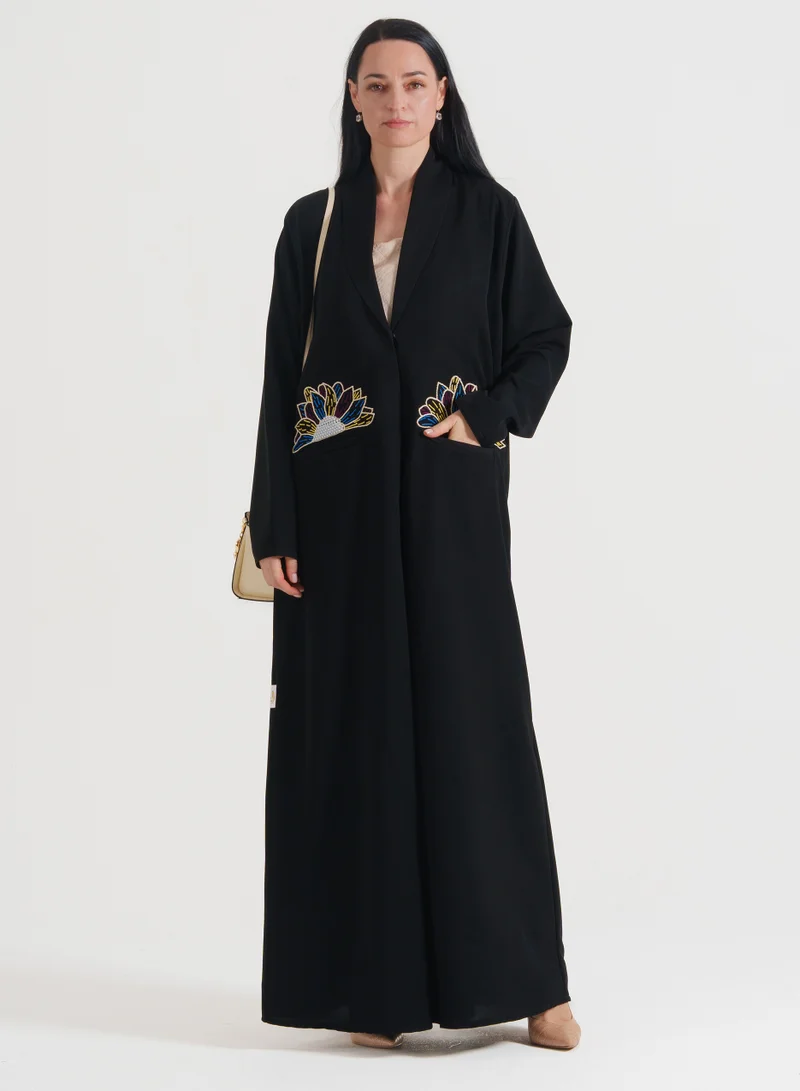Rosette Abaya Blazer Abaya With pocket design Coloring Flowers Embroidery