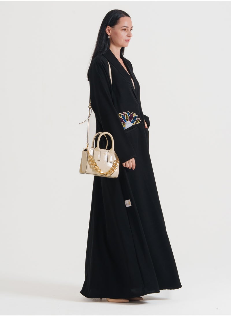 Rosette Abaya Blazer Abaya With pocket design Coloring Flowers Embroidery  - Image 5