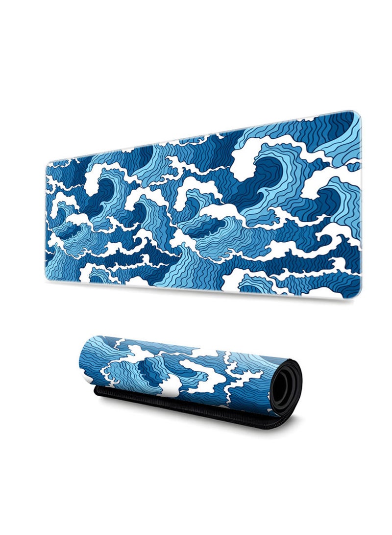 Flash Hawk Large Mouse Pad 900*400mm Size,Anti-Skid Gaming Mouse Pad Office Desk Mat Desk Pad for Computers Laptop Blue/White - Image 1