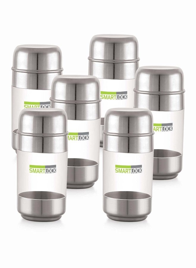SMARTLOCK ECKO Stainless Steel Transparent See Through Container, Set of 6 (140 ml Each) - Image 1