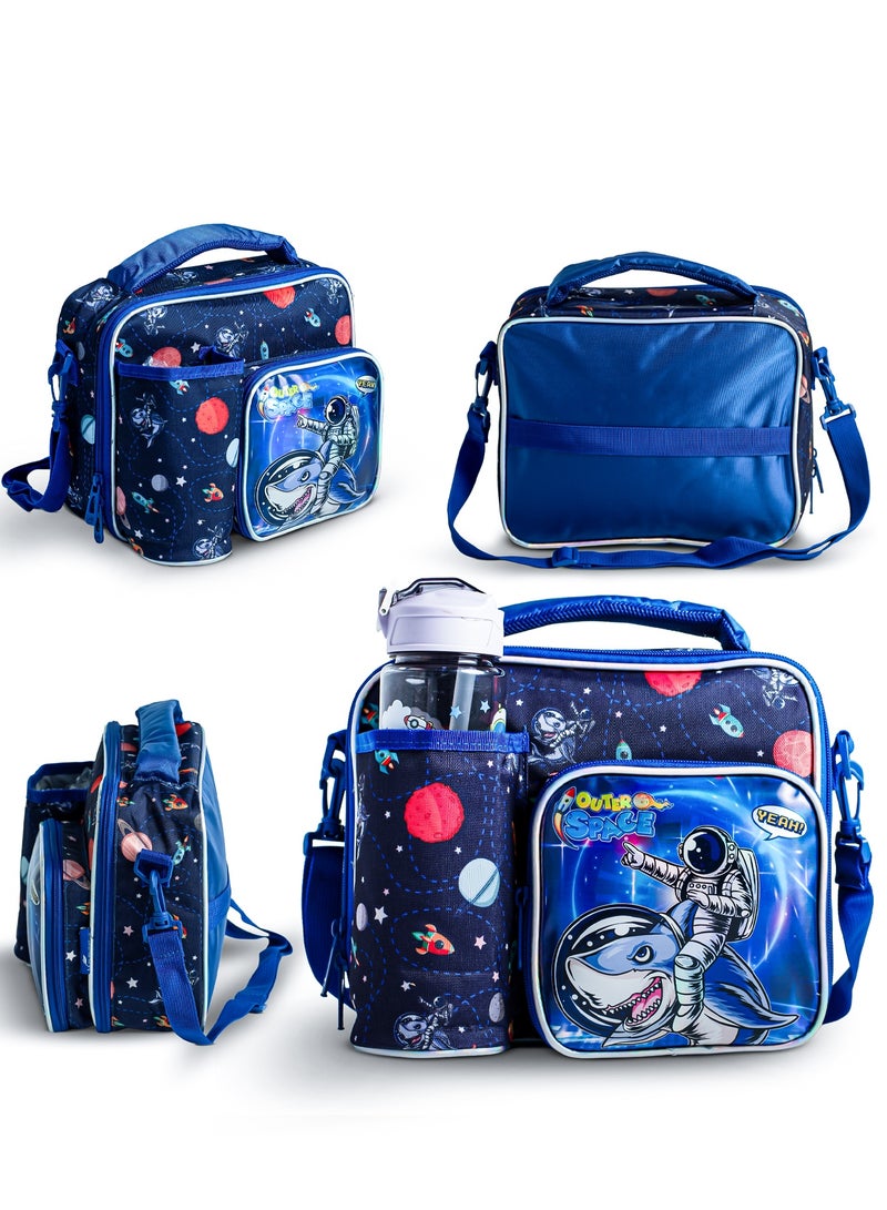 Baybee Insulated Lunch Bag for Kids, Lightweight Kids Lunch Bag for School with Bottle Holder & Carry Handle | Travel Lunch Bag for Toddlers Childrens for Age 3+ Years (Space) - Image 1