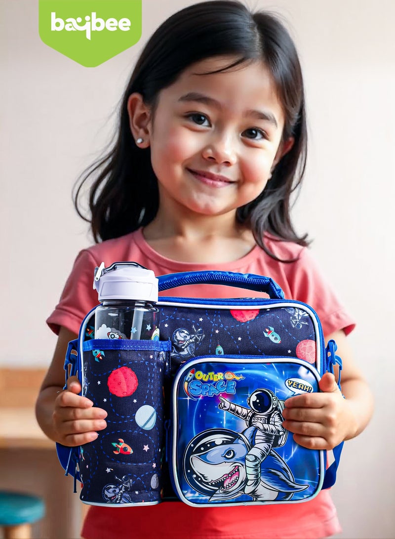 Baybee Insulated Lunch Bag for Kids, Lightweight Kids Lunch Bag for School with Bottle Holder & Carry Handle | Travel Lunch Bag for Toddlers Childrens for Age 3+ Years (Space) - Image 2