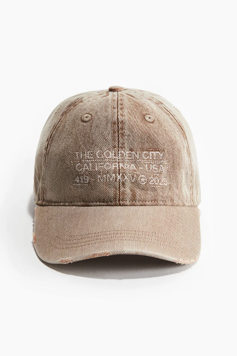 اتش اند ام قبعة من القطن مزينة بطبعة